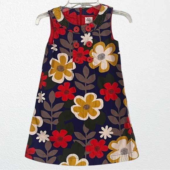 Mini Boden Other - Mini Boden corduroy retro mod floral pinnie dress SZ 5/6Y